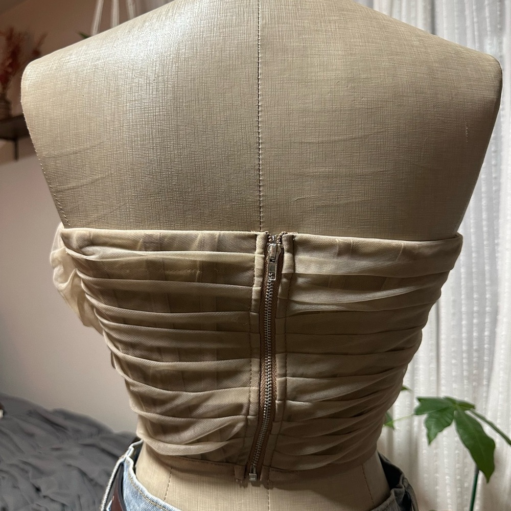 Elegant Tan Crop Top - Picture 3 of 7